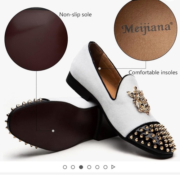 Meijiana Velvet Loafers Dress Shoes with Metal Embellishments Luxury Loafer 12 - Picture 15 of 16